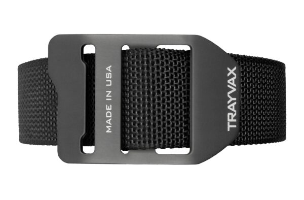 Trayvax Cinch EDC Carry Belt Black Webbing Grey Buckle