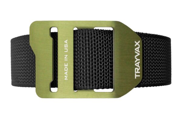 Trayvax Cinch EDC Carry Belt Black Webbing OD Green Buckle