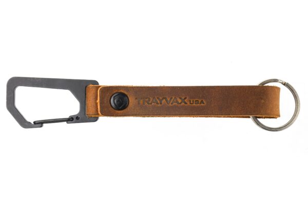 Trayvax Keyton Clip Carabiner Keychain Black and Tobacco Brown