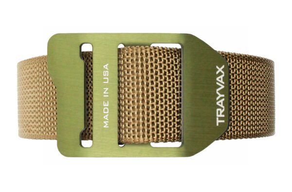 Trayvax Cinch EDC Carry Belt Tan Webbing OD Green Buckle